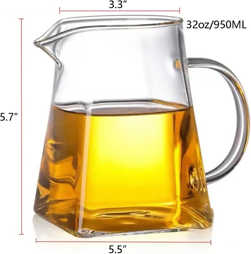 Dadamong Glass Pitcher with Handle, Milk and Cream Pitcher Cup Jug, Heat Resistant Borosilicate Glass Creamer for Coffee Tea or Maple Syrup Serving, Stovetop & Microwave Safe (32oz/ 950ML) - Image 3