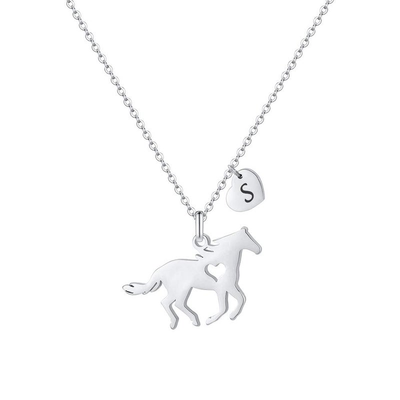 MONOOC Horse Gifts for Girls Kids S Heart Initial Necklace - Image 2