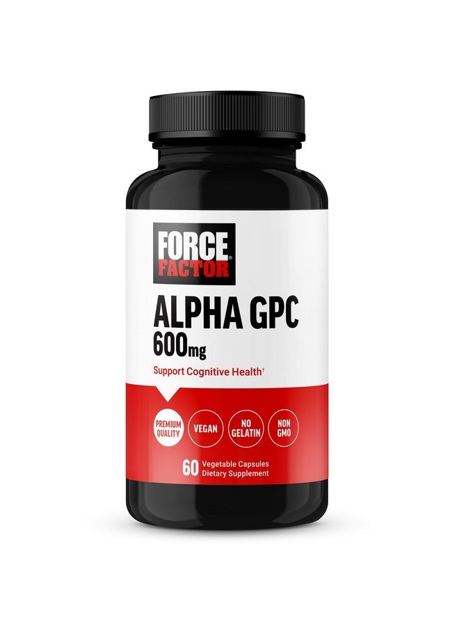 Force Factor FORCE FACTOR Alpha GPC Brain Supplement for Memory and Focus, Mood Support Supplement with Alpha GPC 300mg, Premium Quality, Vegan, Non-GMO, 60 Capsules  - Image 1