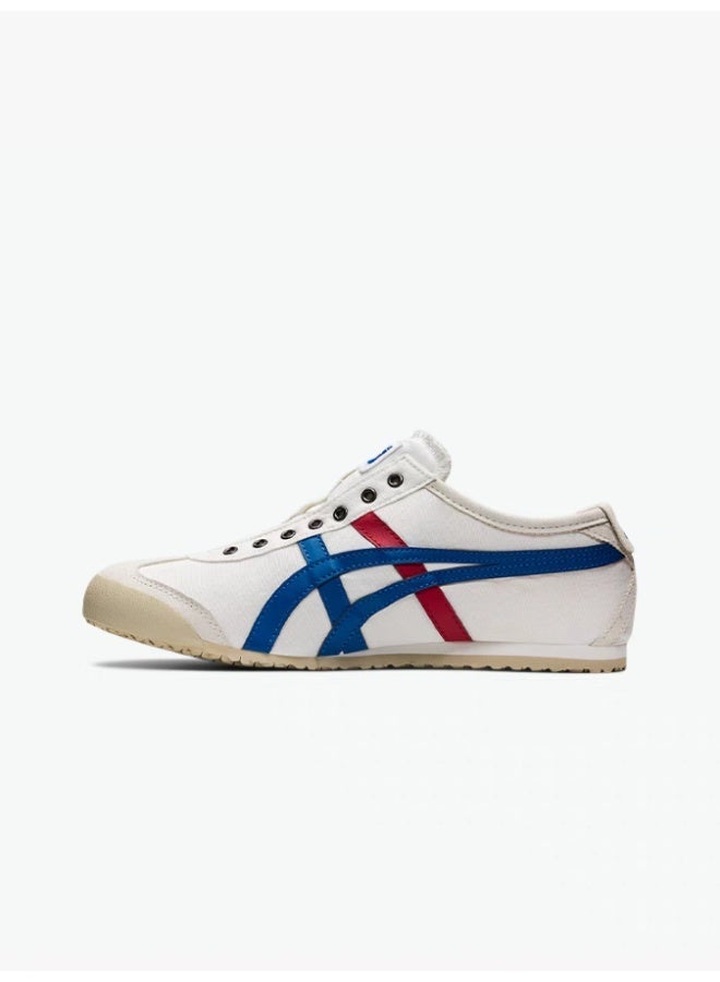 Onitsuka Tiger MEXICO 66 Slip-On Canvas Casual Sneakers Colorblock White/Checkered Blue - Lace-Free Flat Round Toe Lifestyle Shoes for Men and Women, Ages 10+ - Image 5