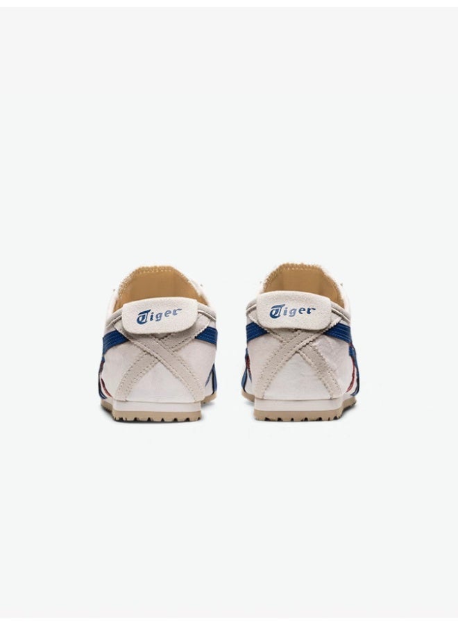 Onitsuka Tiger MEXICO 66 Slip-On Canvas Casual Sneakers Colorblock White/Checkered Blue - Lace-Free Flat Round Toe Lifestyle Shoes for Men and Women, Ages 10+ - Image 4