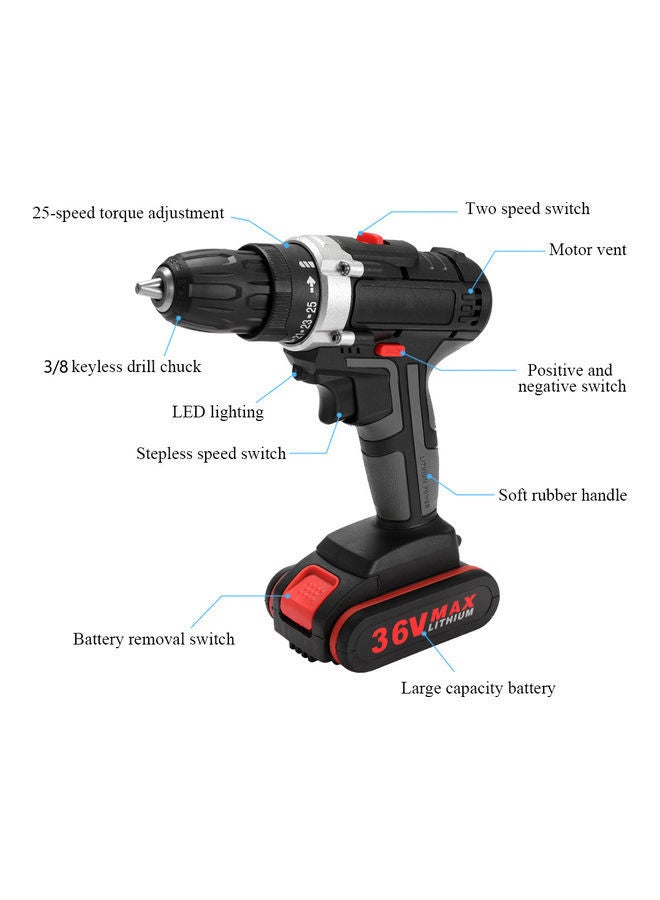 NIBEMINENT 36V Wireless Multi-functional Electric Impact Cordless Drill Multicolour 27.5 x 6.5 25cm - Image 2