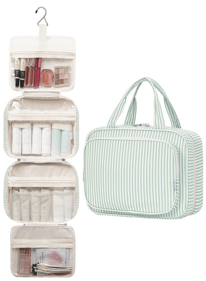 Narwey Hanging Toiletry Bag for Women Toiletries Bag for Travel Size Essentials Accessories, C-Mint Green Stripe, Large - Image 4