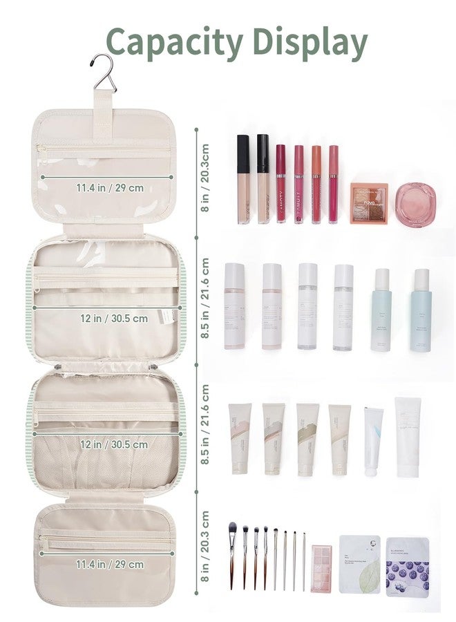 Narwey Hanging Toiletry Bag for Women Toiletries Bag for Travel Size Essentials Accessories, C-Mint Green Stripe, Large - Image 5