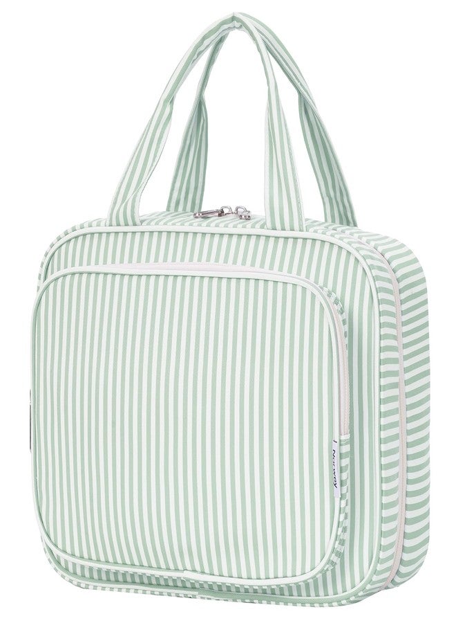 Narwey Hanging Toiletry Bag for Women Toiletries Bag for Travel Size Essentials Accessories, C-Mint Green Stripe, Large - Image 1