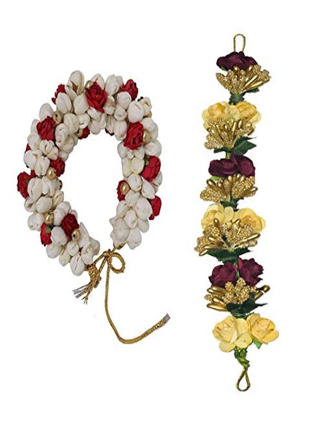 Arooman™ Mogra Hair Flower Gajra and Multi Color gajra Combo for Wedding and Party - Image 1