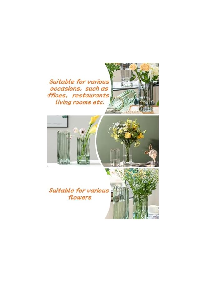 The Bros Tall Glass Vase for Flower Green Vase Heavy Large Cylinder Vase Home Decoration 12x30cm - Image 4