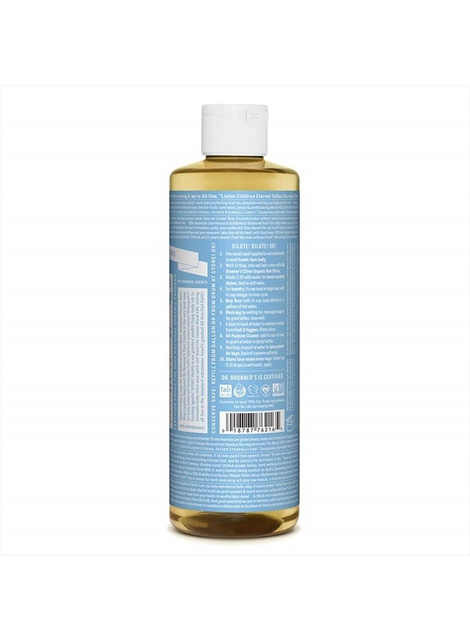 Dr. Bronner's Pure-Castile Liquid Soap (Baby Unscented, 16 ounce, 2-Pack) - Made with Organic Oils, 18-in-1 Uses: Face, Hair, Laundry and Dishes, For Sensitive Skin and Babies, No Added Fragrance - Image 2