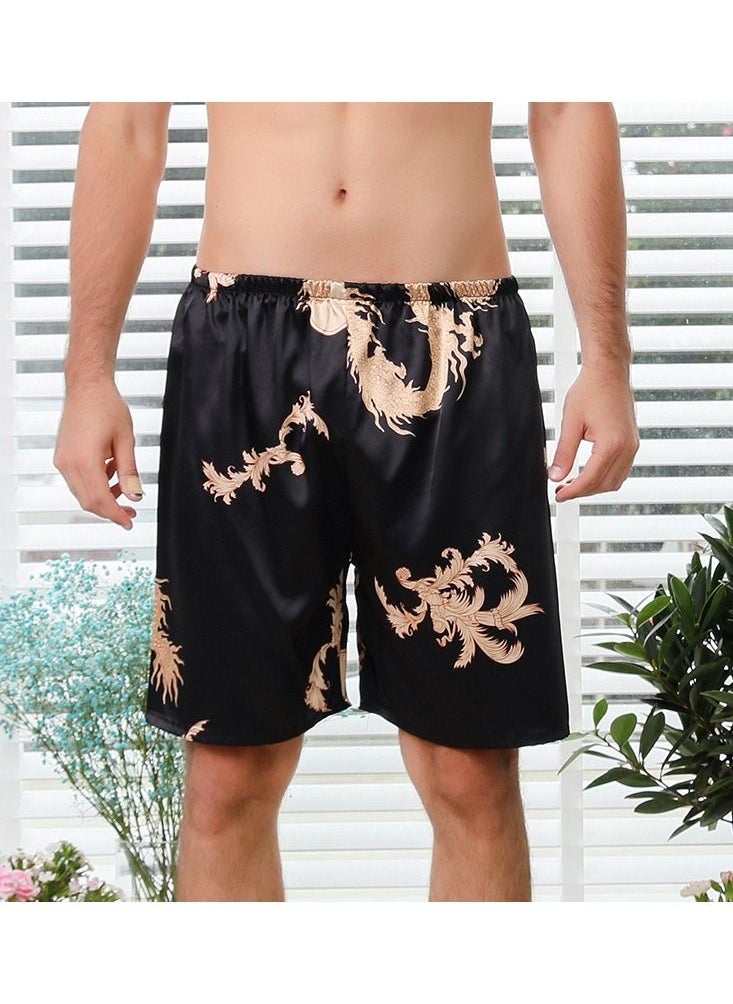Loquat - Printed Silk Pyjama Shorts Black - Image 1