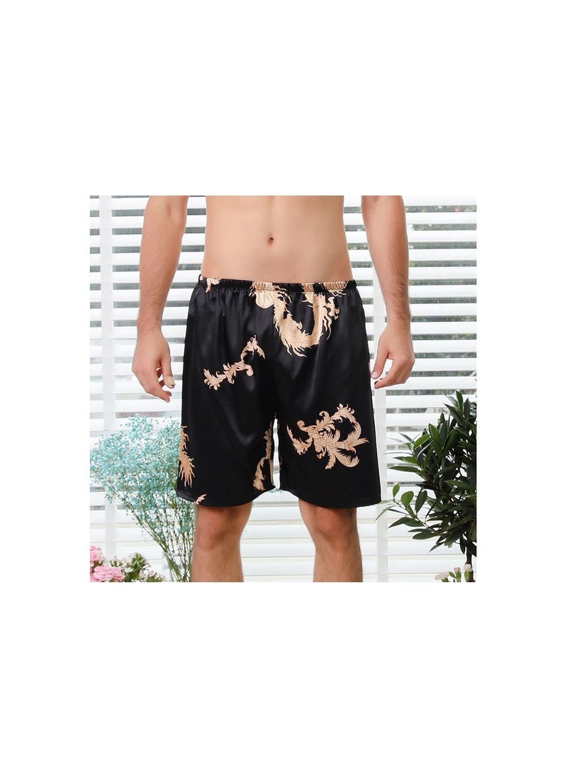 Loquat - Printed Silk Pyjama Shorts Black - Image 1