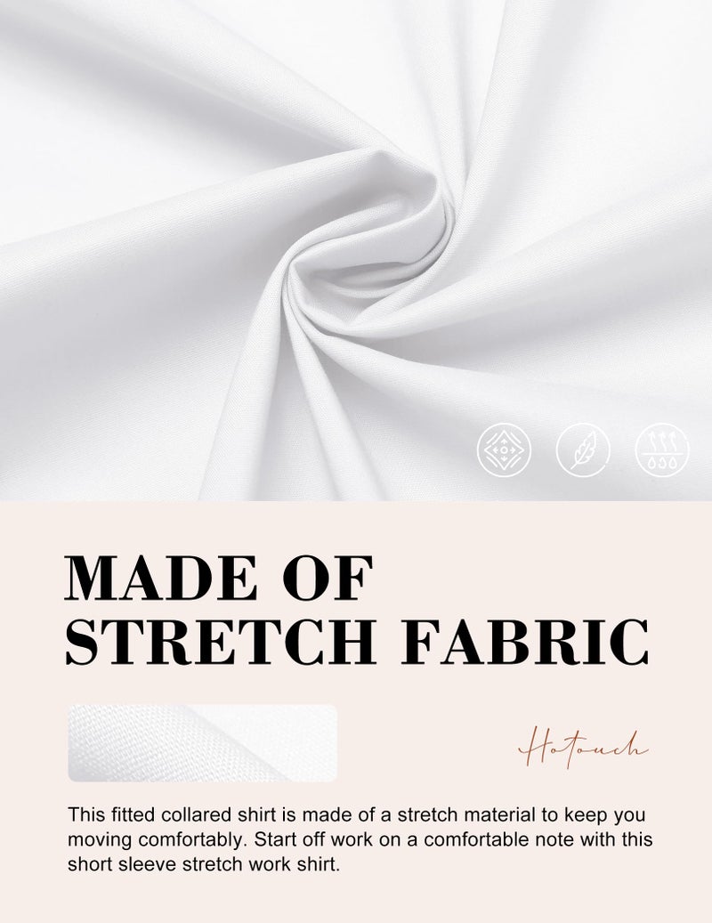 HOTOUCH White Button Down Shirt Women Stretch Button Up Shirts 3/4 Sleeve Dress Shirt for Waitress (White L) - Image 5