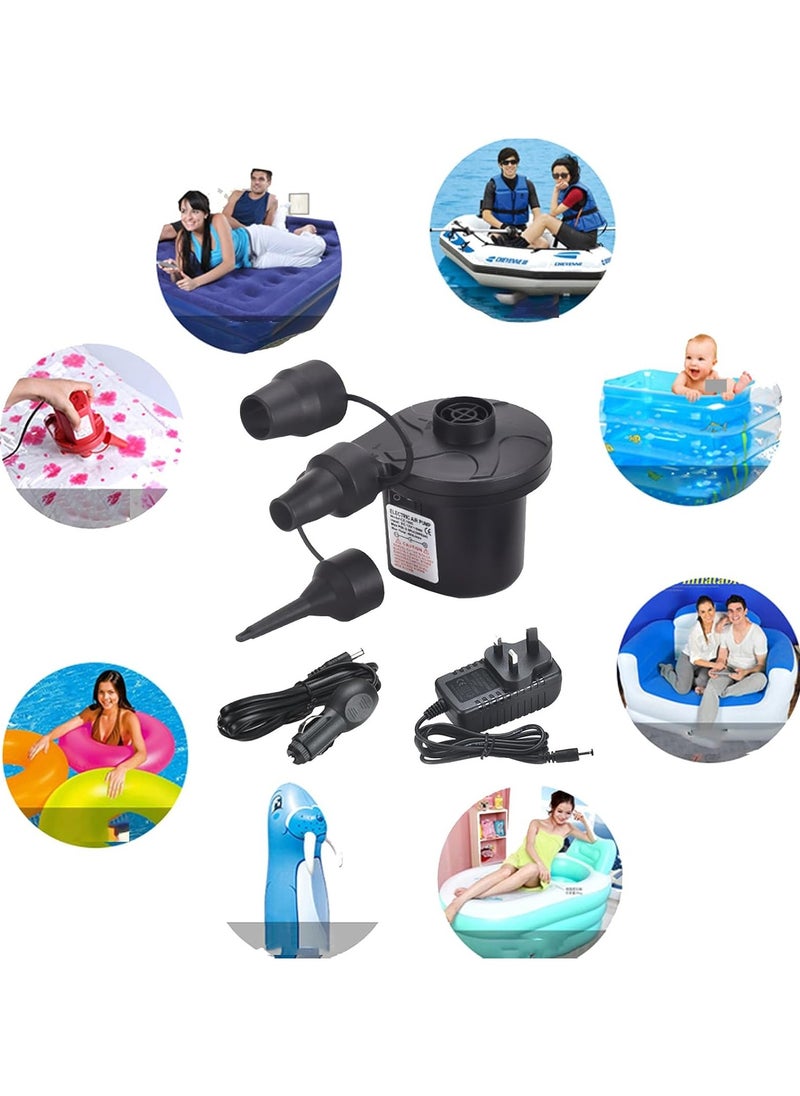 Jorunb - Portable Air Mattress Pump, Swimming Pool Pump Electric Inflation Pump, Inflator Deflator Air Pumps with 3 Nozzles, Quick-Fill Electric Air Pump for Outdoor Camping, Inflatable,Boats,Raft,Pool,Floats - Image 1