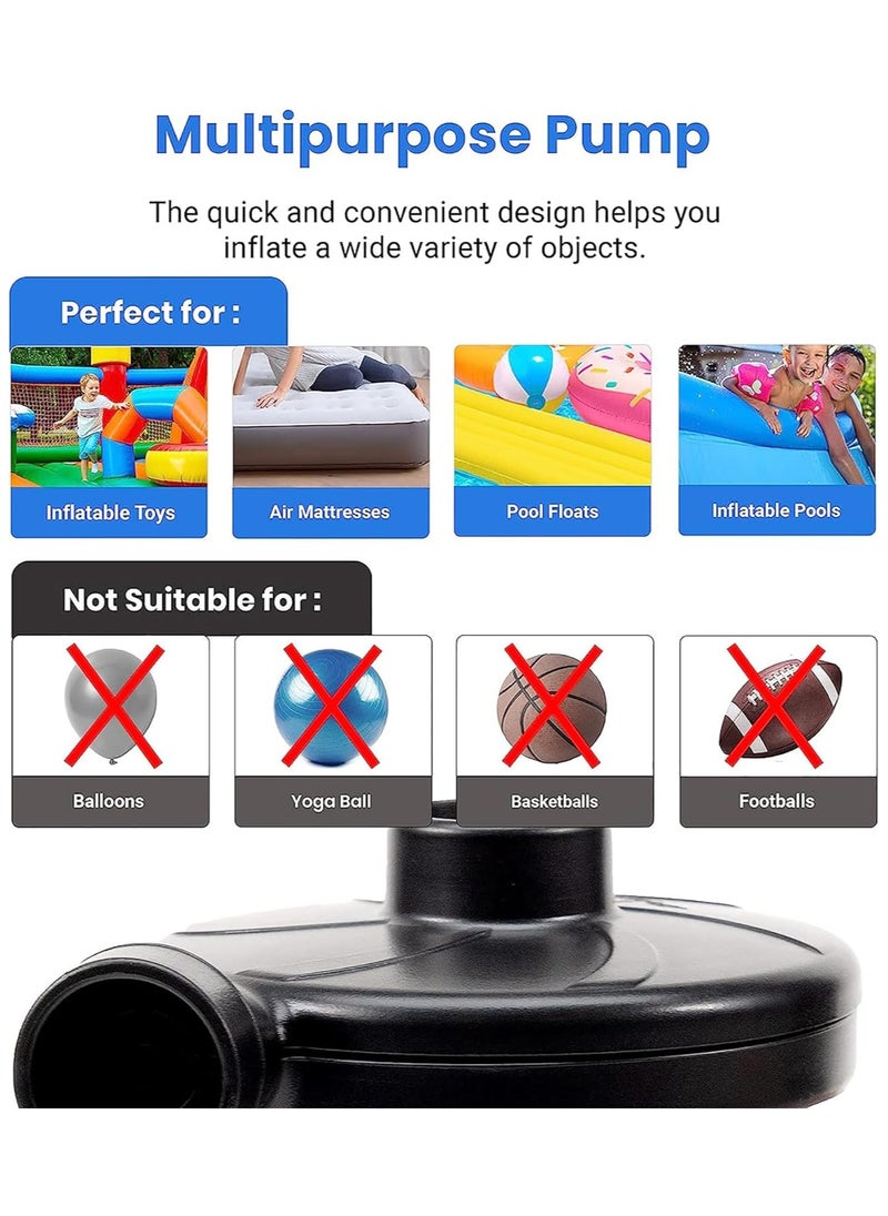 Jorunb - Portable Air Mattress Pump, Swimming Pool Pump Electric Inflation Pump, Inflator Deflator Air Pumps with 3 Nozzles, Quick-Fill Electric Air Pump for Outdoor Camping, Inflatable,Boats,Raft,Pool,Floats - Image 1