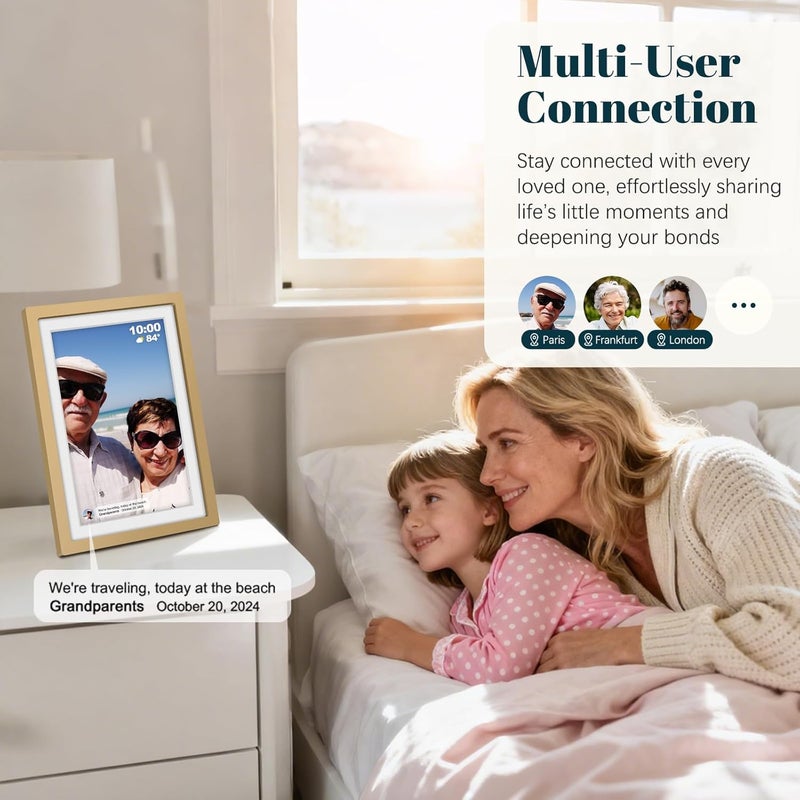 Frameo Digital Picture Frame WiFi Sunset Gold Frame 10.1 Inch Picture Frame with 1280x800 HD IPS Touchscreen, Built-in 32GB, Send Photo Video via Frameo App/USB/SD, Gifts for Women Men - Image 5