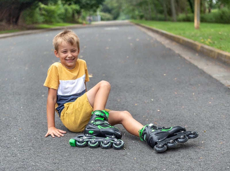 MammyGol Adjustable Inline Skates for Youth Adults with Light up Wheels, Green Beginner Blades Roller Skates for Women Men Size 8 9 10 - Image 4
