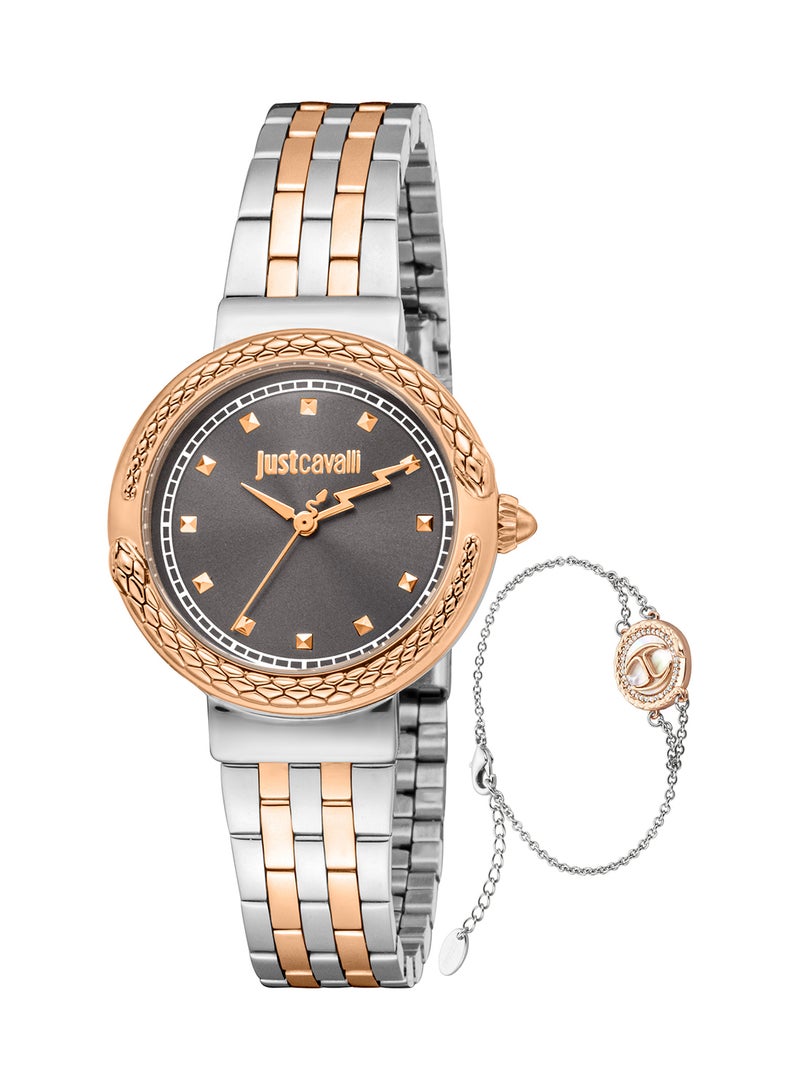 Just Cavalli ساعة يد نسائية دائرية الشكل من الفولاذ المقاوم للصدأ JC1L311M0075 - 30 مم - Image 1