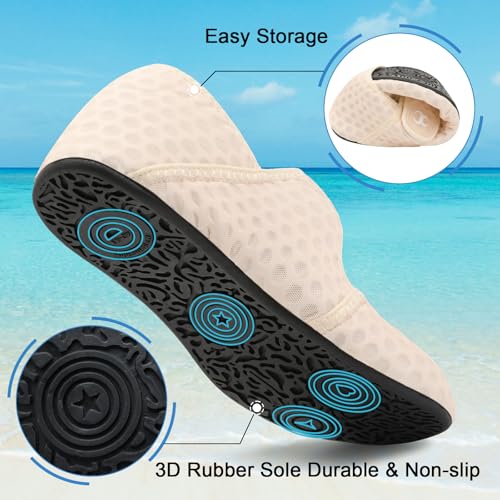 Scurtain Water Shoes for Women Beach Swim Aqua Socks Wide Width Pool Swimming Sand Shoes Barefoot Yoga Slippers Shoes Summer Beach Shower Slides Size - Image 5