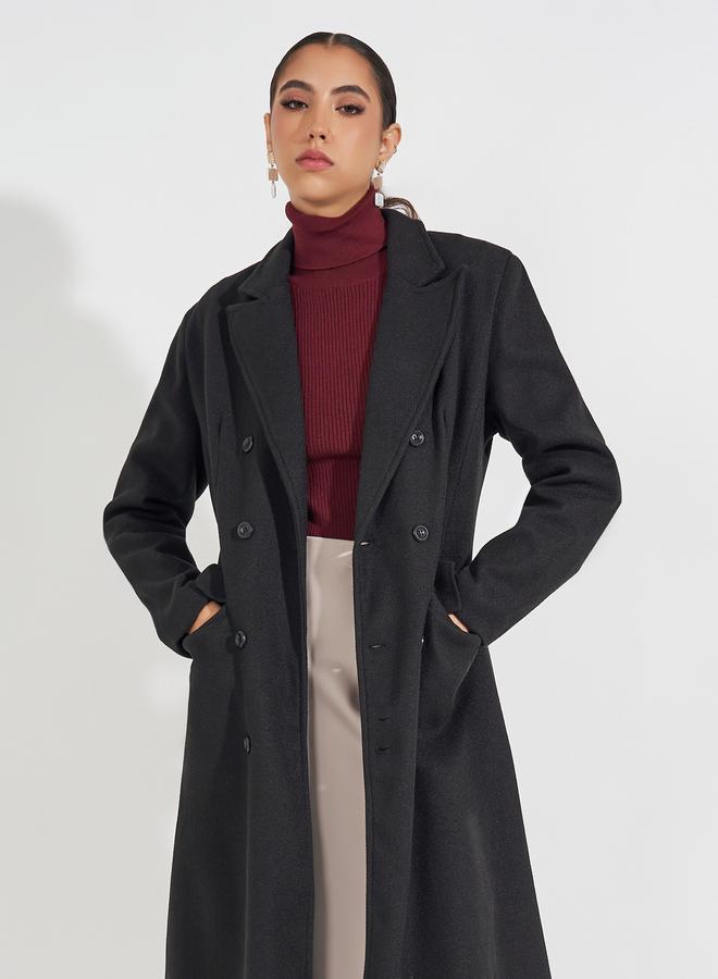 ستايلي معطف طويل بقصة عادية وصفين أزرار - Image 3