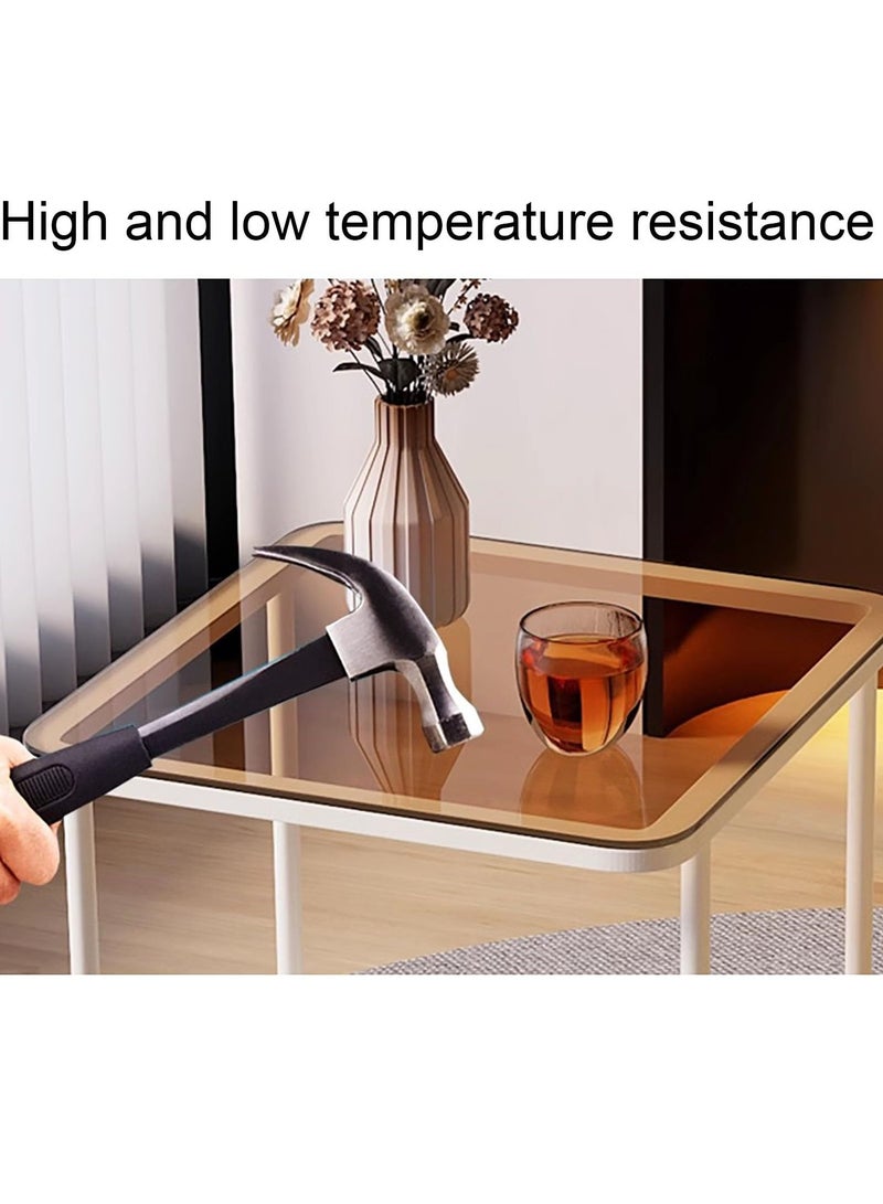 والالا طاولة جانبية معدنية صناعية حديثة ذات سطح زجاجي مع عجلات، طاولة جانبية رفيعة ضيقة بإطار قوي، طاولة زاوية صغيرة الحجم لغرفة المعيشة وغرفة النوم والمكتب، سهلة التجميع - Image 3