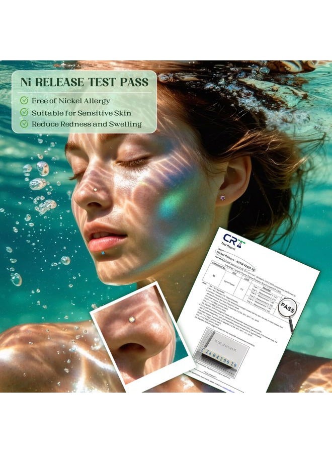 Milacolato Hypoallergenic Nose Rings 15Pcs 18G 20G Surgical Stainless Steel Nose Rings Studs L Shaped Screw Studs Rings Cubic Zirconia Nose Ring Labret Lip Nose Piercing Jewelry for Women Men - Image 2