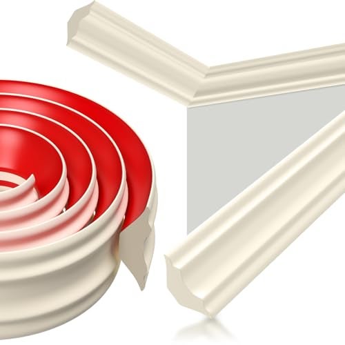 Pushglossy Ceiling Crown Molding Trim 79 Length 2 Wide Self Adhesive Crown Molding Peel and Stick Ceiling Trim White Wall Decorative Ceiling Moulding for DIY Home Indoor Craft - Image 1