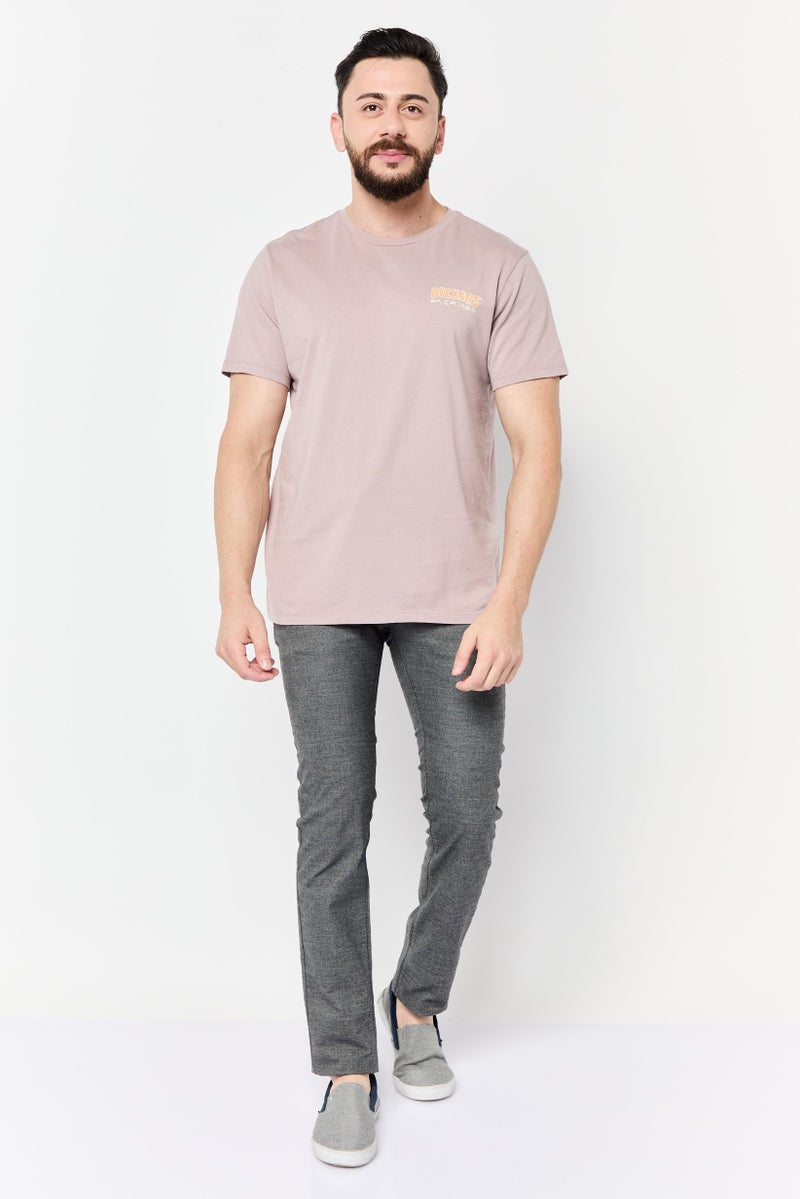 DOCKERS Men Crew Neck Short Sleeves Brand Logo T-Shirt, Dusty Pink  - Image 2