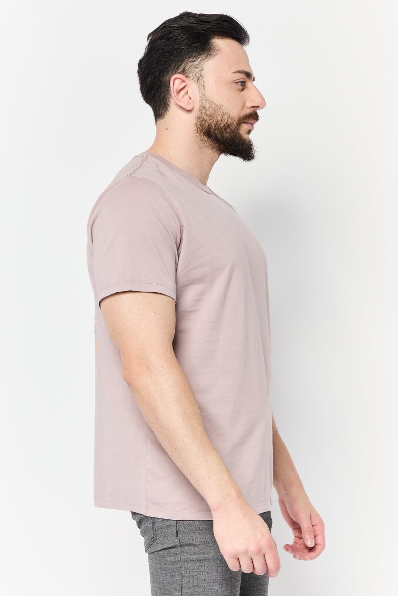 DOCKERS Men Crew Neck Short Sleeves Brand Logo T-Shirt, Dusty Pink  - Image 3
