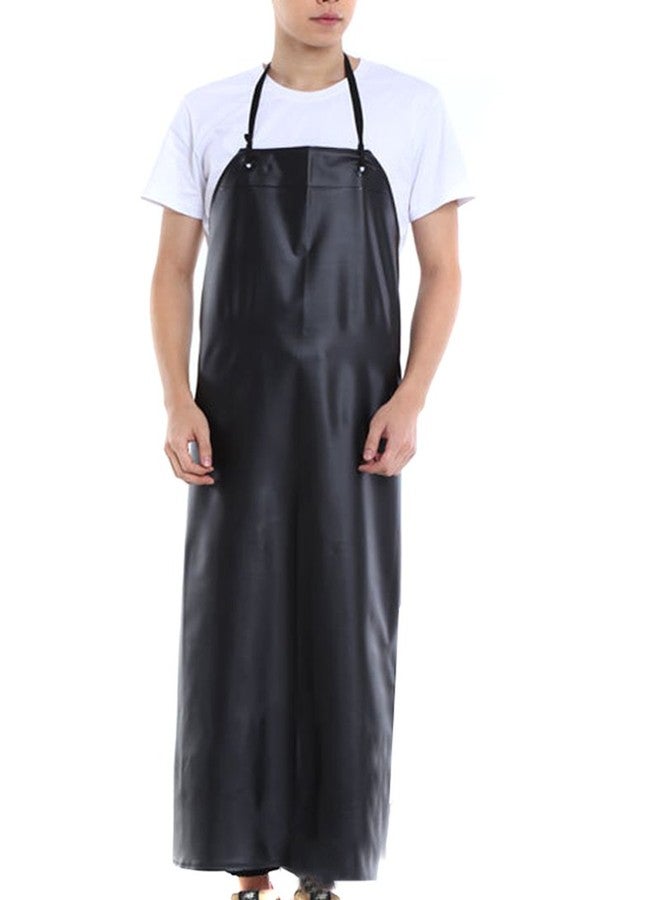 BESTCYC Men's Black Heavy Duty Waterproof Stain Resistant PVC Extra Long Apron for Kitchen Dishwashing Lab Butcher Fishing - Image 1