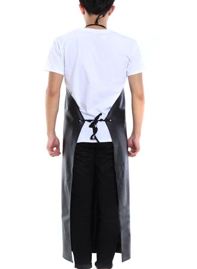 BESTCYC Men's Black Heavy Duty Waterproof Stain Resistant PVC Extra Long Apron for Kitchen Dishwashing Lab Butcher Fishing - Image 3