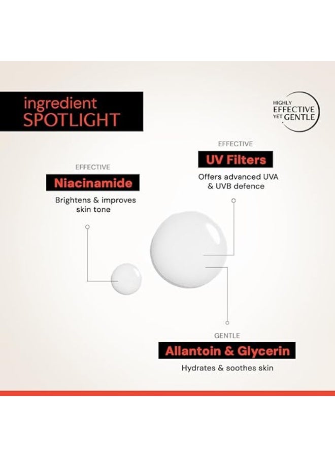 Deconstruct Brightening Fluid Sunscreen SPF 50+ with Niacinamide | Lightweight, Dewy & Hydrating for Dry & Normal Skin | Broad Spectrum UVA/UVB Protection | 8-Hour Long-Lasting, Water-Resistant | 50g - Image 2