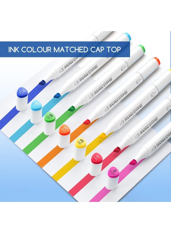 Sky Glory SKYGLORY Calligraph Pioneer Dual Tip Sketch Marker Set With Clear Storage Case Multicolour 24 Pieces HA-844 - Image 4