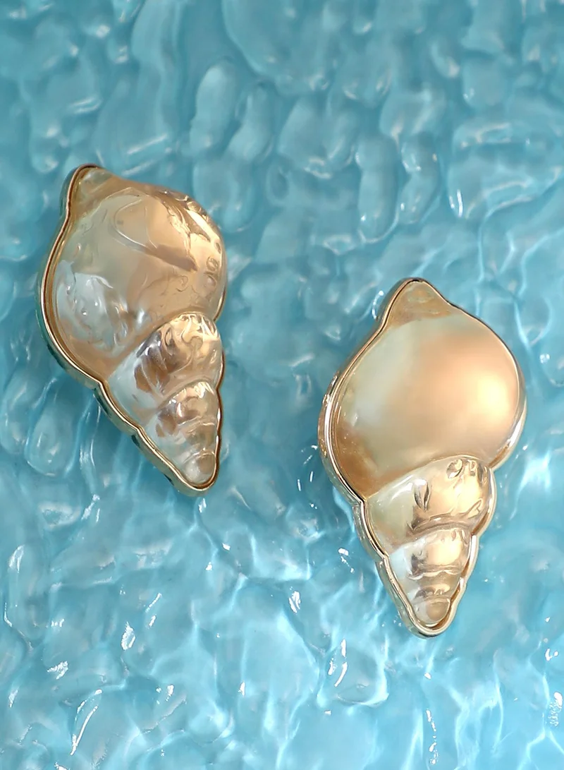 SOHI Women The Translucent-Conchiglia Statement Earrings | California Gold Colour | One-Size | Metallic Acrylic & Alloy Material | Push Back Closure | Earrings For Evening & Party Wear