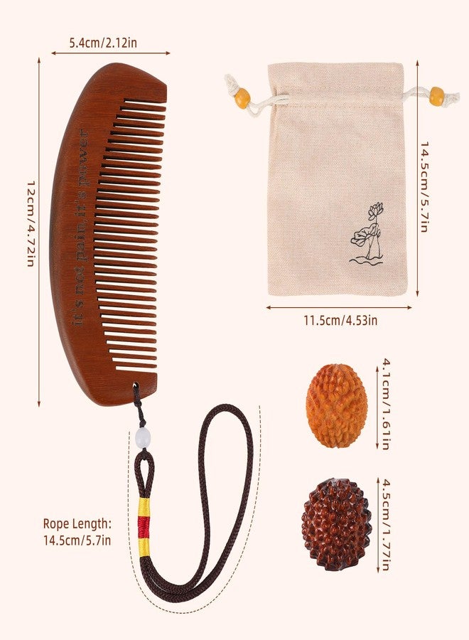 PEUTIER Wooden Labor Comb with 2pcs Acupressure Balls Set, Natural Birthing Comb with Acupressure Balls & Cloth Bag Pregnancy Gift accessory and Delivery Essentials for Woman - Image 2