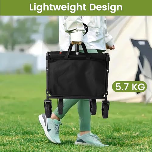 Blomoba Collapsible Wagon with Wheels, 220 lbs Wagons Carts Foldable Wagon Cart with Flexible Handle, Lightweight Portable Folding Utility Grocery Shopping Cart for Grocery Sports Garden Camping - Image 3