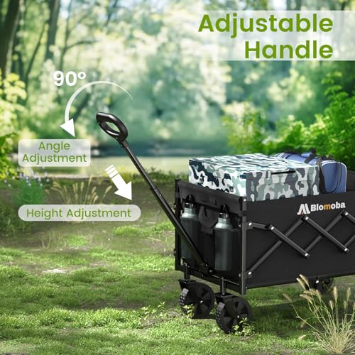 Blomoba Collapsible Wagon with Wheels, 220 lbs Wagons Carts Foldable Wagon Cart with Flexible Handle, Lightweight Portable Folding Utility Grocery Shopping Cart for Grocery Sports Garden Camping - Image 5