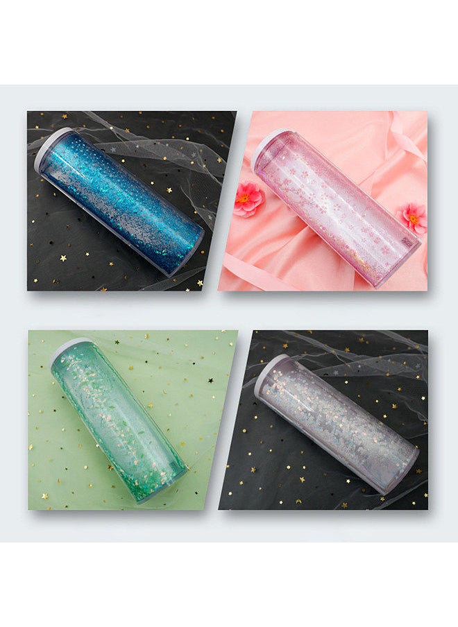 Generic - Pencil Cases Multifunctional Standing Quicksand Pencil Case Organizer Double Layer Cylindrical Cute Pen Bag Holder with Mirror Erasable Notepad Calculator Large Capacity Storage Stationery Box - Image 1