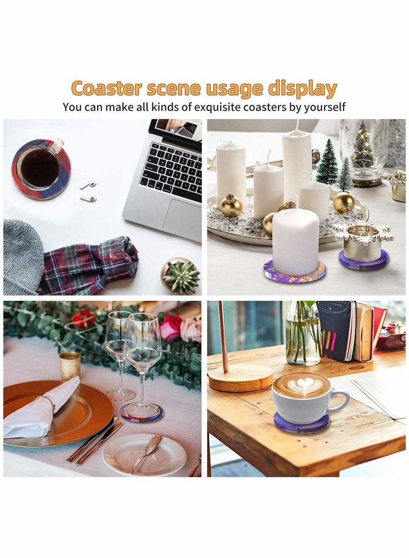 SYOSI Resin Molds Silicone Kit Silicone Mold 4 PCS Resin Coaster Molds and 1 PCS Coaster Storage Box Mold Round Coaster Resin Molds - Image 3