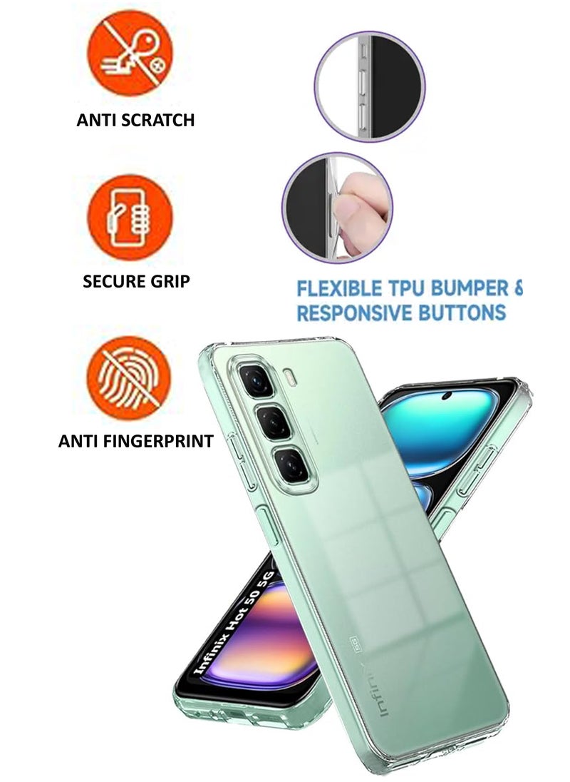 NAFCO For Infinix Hot 50 5G - Transparent Silicone Drop-Proof Clear Protective Phone Cover - Transparent  - Image 4
