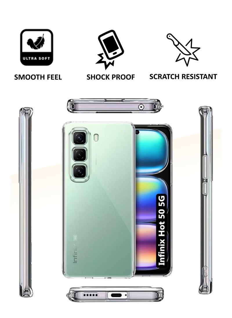 NAFCO For Infinix Hot 50 5G - Transparent Silicone Drop-Proof Clear Protective Phone Cover - Transparent  - Image 3
