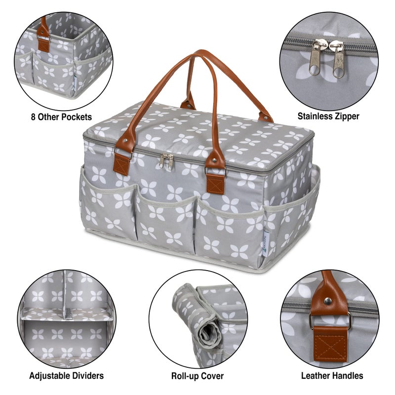 Moteph Extra Large Diaper Caddy, Craft, Toy Organizer with Zip-Top Cover with Waterproof Wet/Dry Bag - Perfect for Baby Shower - Image 2
