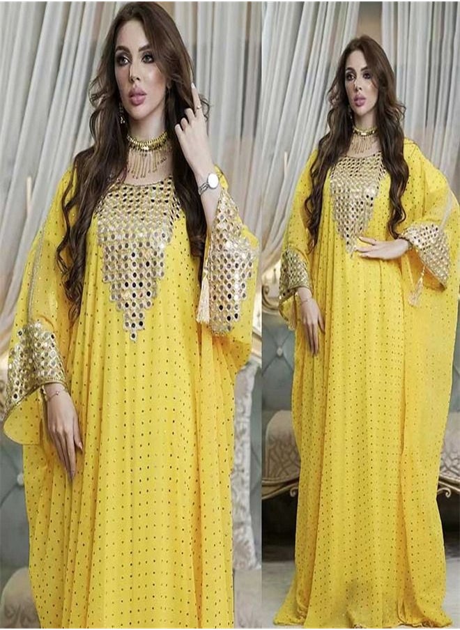 Loquat Women's Fashionable Oversize Dress Yellow 