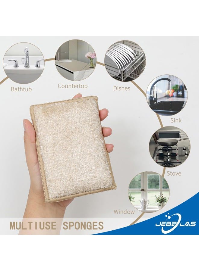 Jebblas Bamboo Natural Absorbent Sponges Kitchen Cleaning Sponges Reusable Dish Washing Sponges Beige (8 Pack) - Image 2
