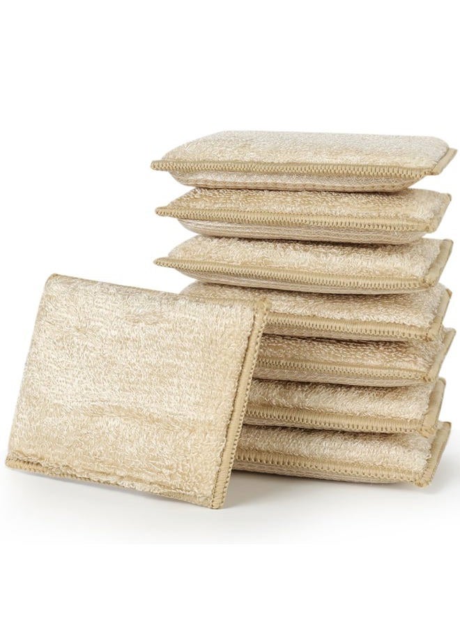 Jebblas Bamboo Natural Absorbent Sponges Kitchen Cleaning Sponges Reusable Dish Washing Sponges Beige (8 Pack) - Image 1