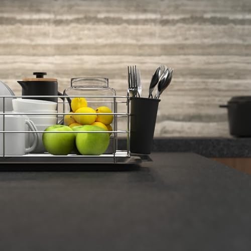 iSTAR Steel Dish Drying Rack with Drainer Basket, Drip Tray & Cutlery Holder, Durable Rust-Resistant Kitchen Dish Rack for Plates & Utensils – Countertop Organizer (Silver, Pack of 1) - Image 4