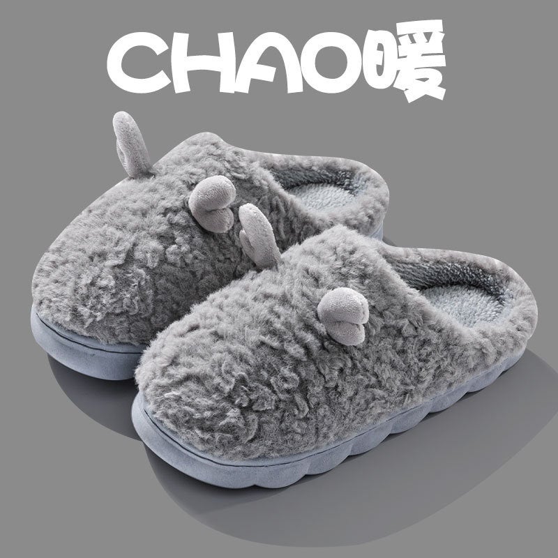 Cozy Cotton Slippers Unisex Indoor Warm Plush Gray [bear]]  - Image 4