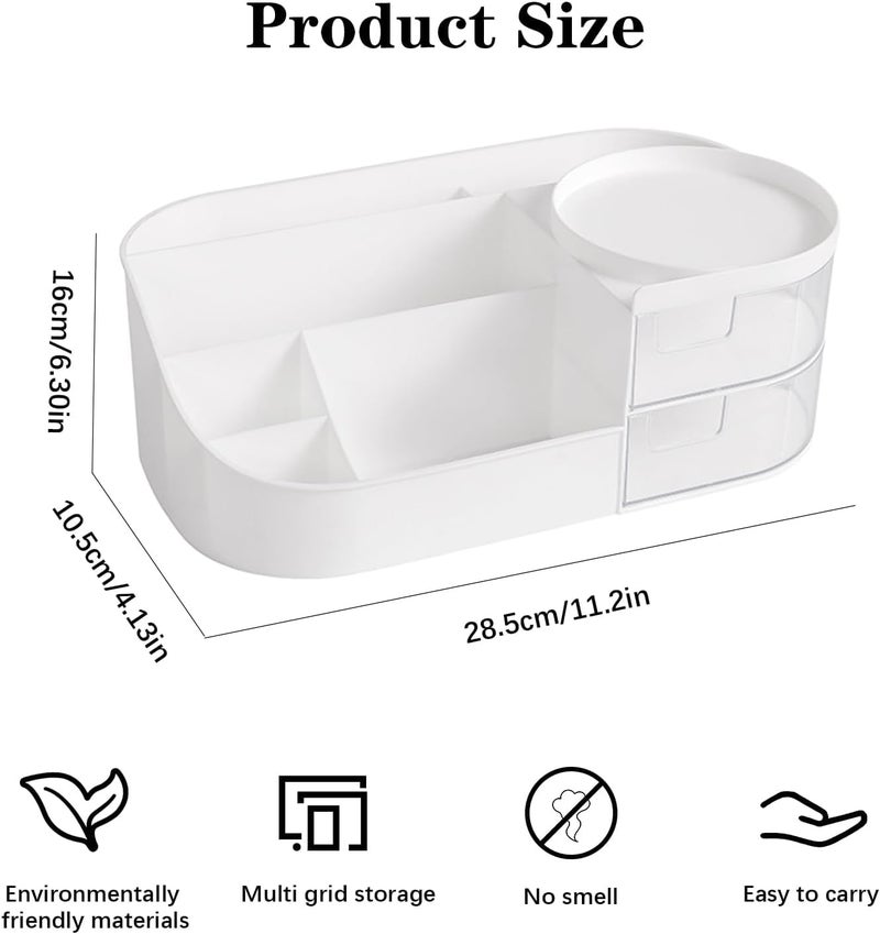 Anshri Large Capacity Cosmetic Organizer Makeup Drawer Container With Nail PolishLipstick Storage Desktop Sundries Box White - Image 4