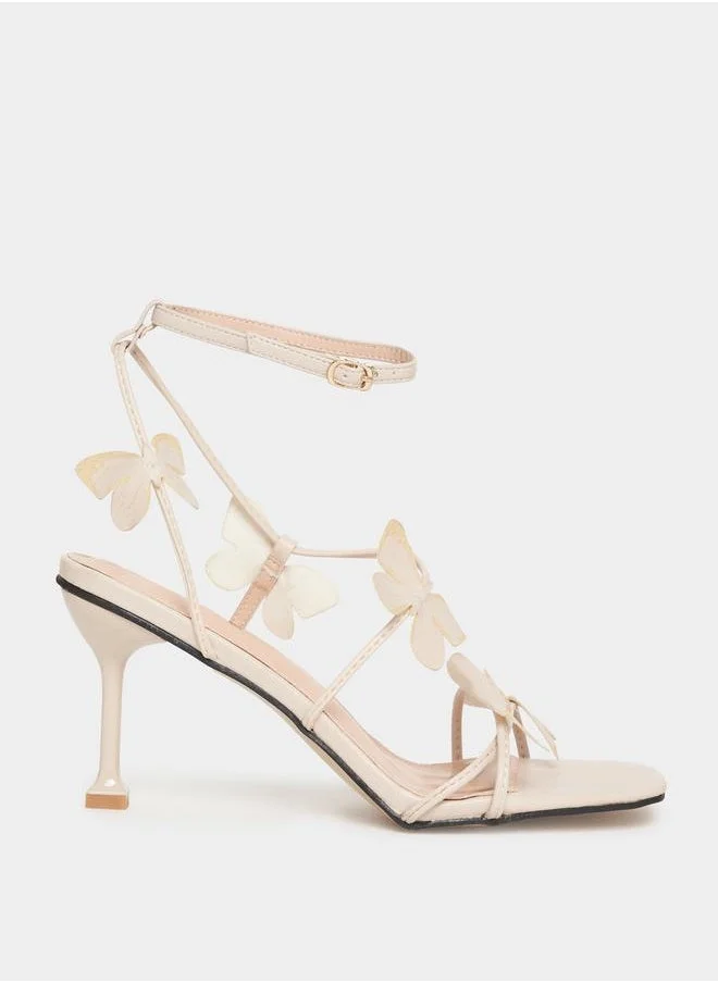 ستايلي Butterfly Applique Stiletto Heel Sandals
