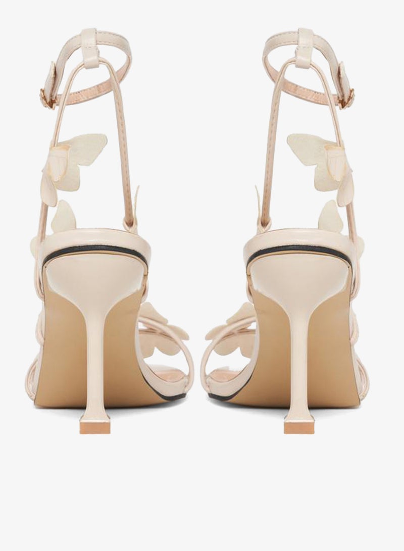 Styli Butterfly Applique Stiletto Heel Sandals - Image 4