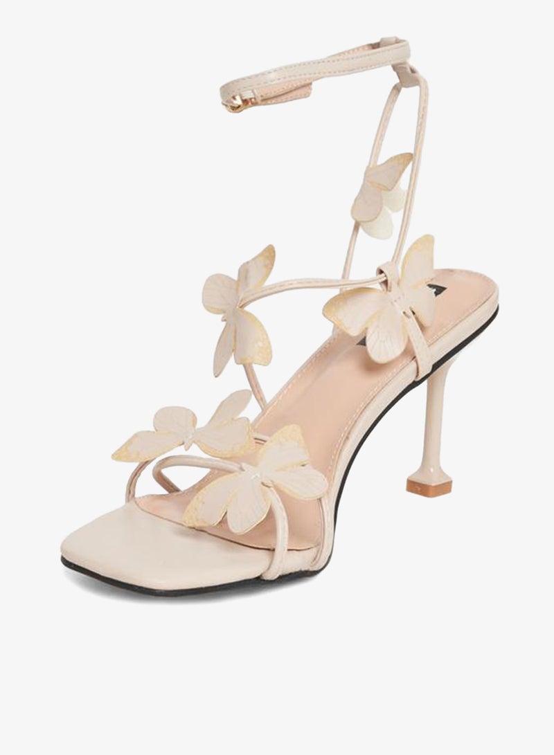 Styli Butterfly Applique Stiletto Heel Sandals - Image 3