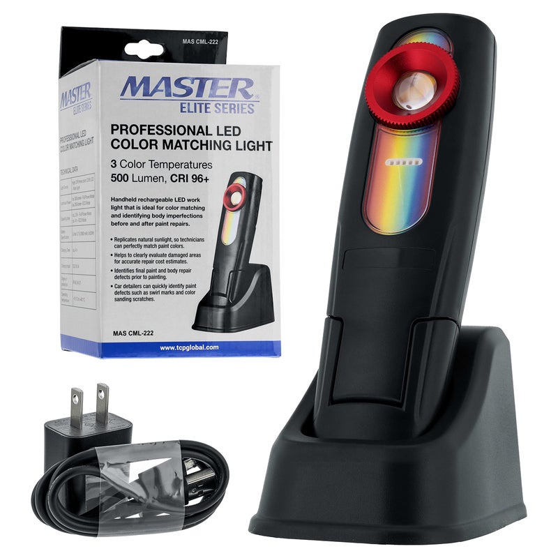 Master Airbrush Master Elite - LED Color Matching Light, 500 Lumen - Exact Paint Color Match, Replicates Natural Sunlight for Perfect Match - 3 Color Temperatures, Handheld Rechargeable Work Light,Bodyshop Repair - Image 1